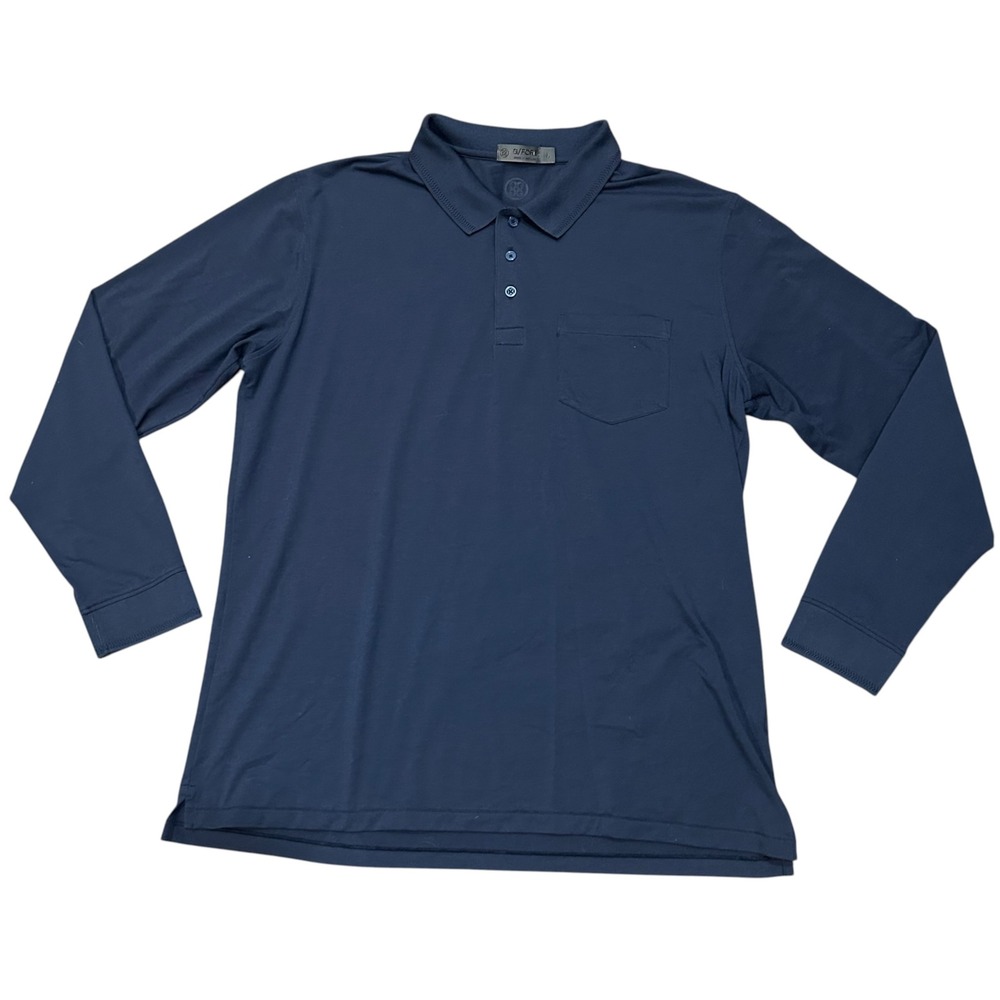 G/FORE Mens Long Sleeve Polo Shirt Navy Blue Large Pocket Golf Performance Top